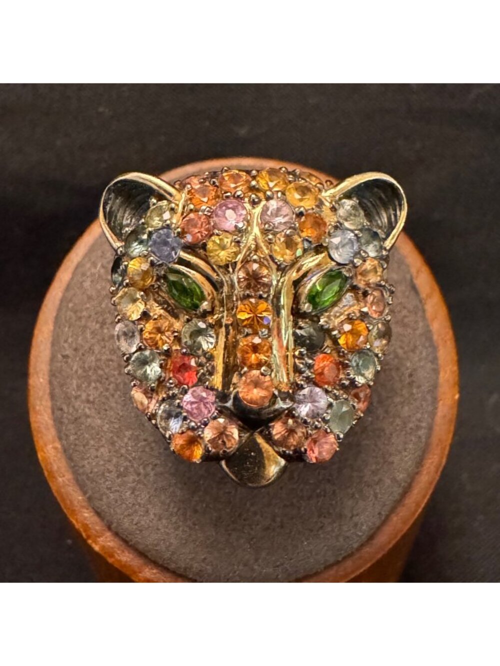Solid Sterling Silver 925 Panther Multi-Gemstone Statement Ring Size 7